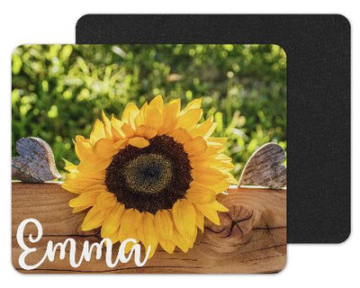 Sunflower and Hearts Custom Personalized Mouse Pad