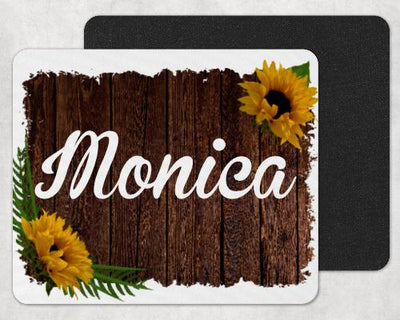 Sunflower on Wood Frame Custom Personalized Mouse Pad