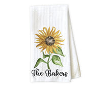 Sunflower Personalized Kitchen Towel - Waffle Weave Towel - Microfiber Towel - Kitchen Decor - House Warming Gift - Sew Lucky Embroidery