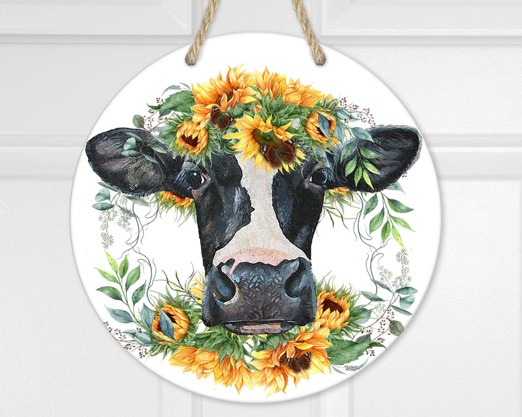 Sunflower Cow Door Hanger - Sew Lucky Embroidery