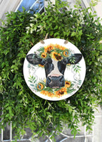 Sunflower Cow Door Hanger - Sew Lucky Embroidery
