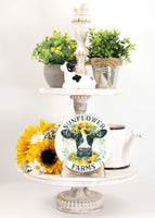 Sunflower Farms Cow Tier Tray Sign and Stand - Sew Lucky Embroidery