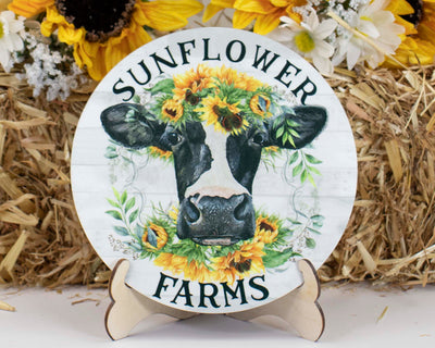 Sunflower Farms Cow Tier Tray Sign and Stand