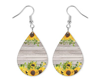 Sunflowers Teardrop Earrings - Sew Lucky Embroidery