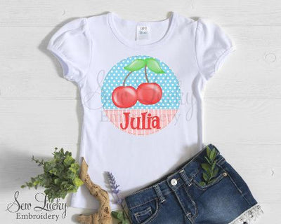 Sweet Cherries Girls Personalized Easter Shirt