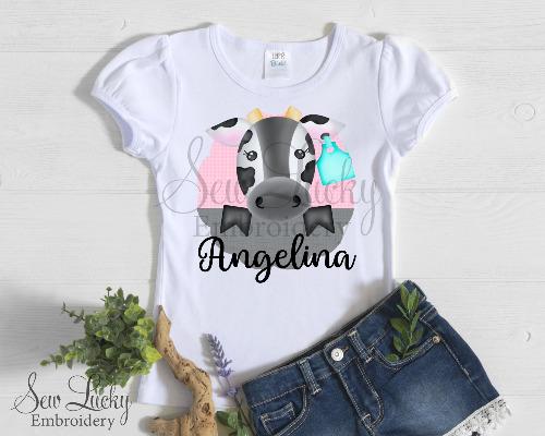 Sweet Girl Cow Personalized Shirt - Sew Lucky Embroidery