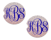 Swirl Quarts Personalized Sandstone Car Coasters - Sew Lucky Embroidery