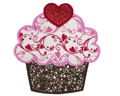 Swirly Cupcake Sew or Iron on Embroidered Patch