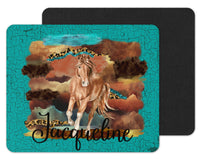 Teal Horse Custom Personalized Mouse Pad - Sew Lucky Embroidery