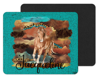 Teal Horse Custom Personalized Mouse Pad