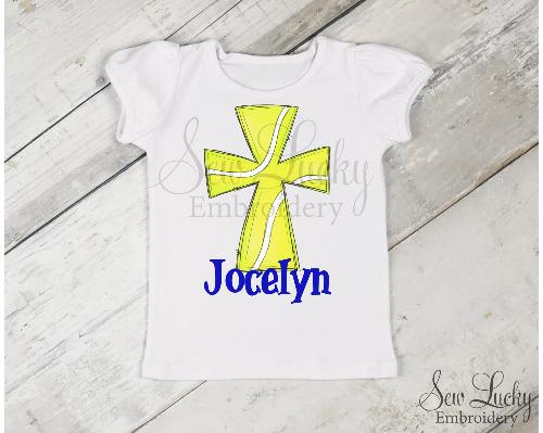Tennis Ball Cross Personalized Shirt - Sew Lucky Embroidery