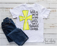 Tennis ball Cross with Psalms 84:10 Shirt - Sew Lucky Embroidery
