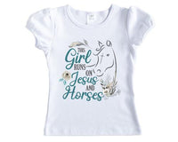 This Girl Runs on Jesus and Horses Shirt - Sew Lucky Embroidery