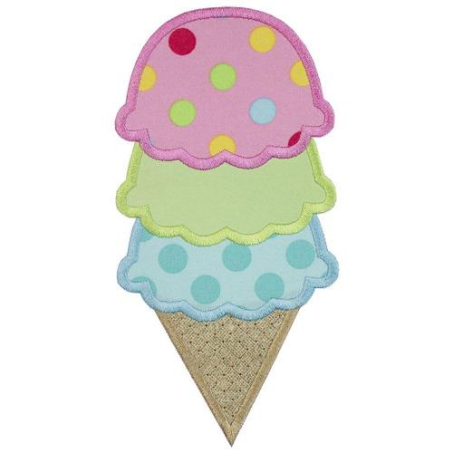 Three Scoops Ice Cream Cone Patch - Sew Lucky Embroidery