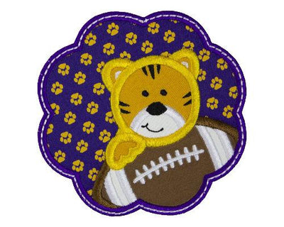 Tiger Football Scallop Sew or Iron on Embroidered Patch
