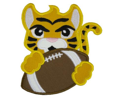Tiger with Cute Tail Football Patch - Sew Lucky Embroidery