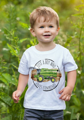 Just a Boy Who Loves Combine Tractor