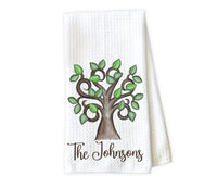 Tree Personalized Kitchen Towel - Waffle Weave Towel - Microfiber Towel - Kitchen Decor - House Warming Gift - Sew Lucky Embroidery
