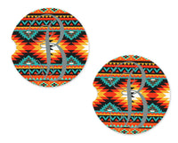 Tribal Personalized Sandstone Car Coasters - Sew Lucky Embroidery