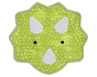 Triceratops Dinosaur Face Sew or Iron on Embroidered Patch