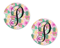 Tropical Personalized Sandstone Car Coasters - Sew Lucky Embroidery