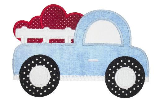 Truck Full of Hearts Patch - Sew Lucky Embroidery