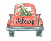 Truck with Tree Christmas Ornament Personalized - Sew Lucky Embroidery