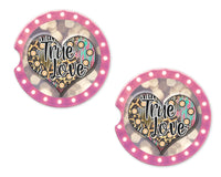 True Love Sandstone Car Coasters - Sew Lucky Embroidery