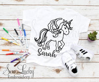 Unicorn Color Me Shirt - Sew Lucky Embroidery