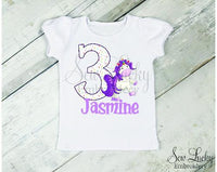 Unicorn Girls Personalized Birthday Shirt - Sew Lucky Embroidery