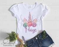 Unicorn Horn Personalized Girls Shirt - Sew Lucky Embroidery