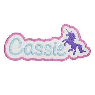 Unicorn Name Sew or Iron on Embroidered Patch