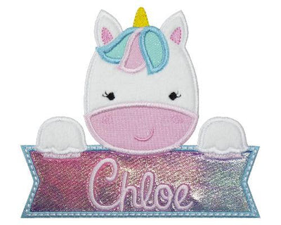 Unicorn Personalized Name Sew or Iron on Embroidered Patch