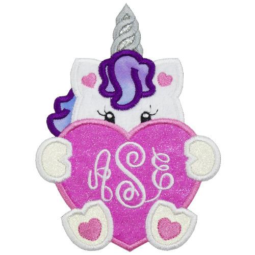 Unicorn with Monogram Heart Personalized Patch - Sew Lucky Embroidery