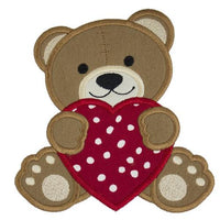 Valentine Teddy Bear Patch - Sew Lucky Embroidery