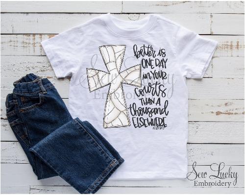 Volleyball Cross with Psalms 84:10 Shirt - Sew Lucky Embroidery