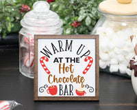 Warm Up at the Hot Chocolate Bar Christmas Tier Tray Sign - Sew Lucky Embroidery