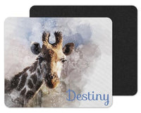Watercolor Giraffe Custom Personalized Mouse Pad - Sew Lucky Embroidery