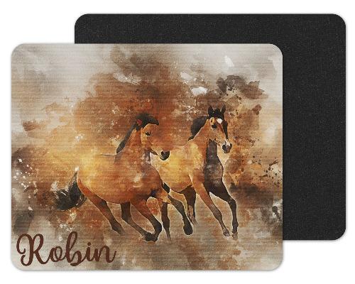 Watercolor Horses Custom Personalized Mouse Pad - Sew Lucky Embroidery