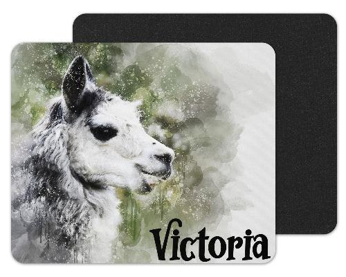 Watercolor Llama Custom Personalized Mouse Pad - Sew Lucky Embroidery