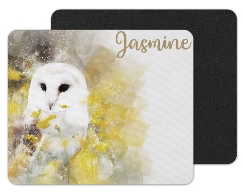 Watercolor Owl Custom Personalized Mouse Pad - Sew Lucky Embroidery