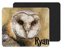 Watercolor Owl Face Custom Personalized Mouse Pad - Sew Lucky Embroidery