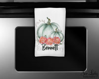 Watercolor Pumpkins Personalized Kitchen Towel - Waffle Weave Towel - Microfiber Towel - Kitchen Decor - House Warming Gift - Sew Lucky Embroidery