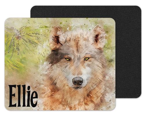 Watercolor Wolf Custom Personalized Mouse Pad - Sew Lucky Embroidery