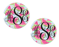 Watermelon Personalized Sandstone Car Coasters - Sew Lucky Embroidery