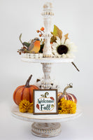 Welcome Fall Pumpkin Tier Tray Sign - Sew Lucky Embroidery