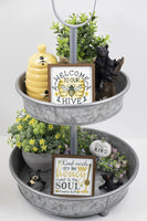 Kind Words are like Honey Sweet to the Soul Tier Tray Sign - Sew Lucky Embroidery