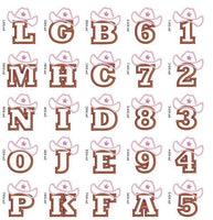 Western Number or Letter in Blue with Black Hat Patch - Sew Lucky Embroidery