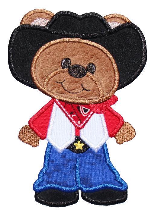 Western Teddy Bear Patch - Sew Lucky Embroidery