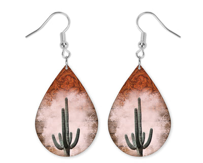 Western Cactus Teardrop Earrings